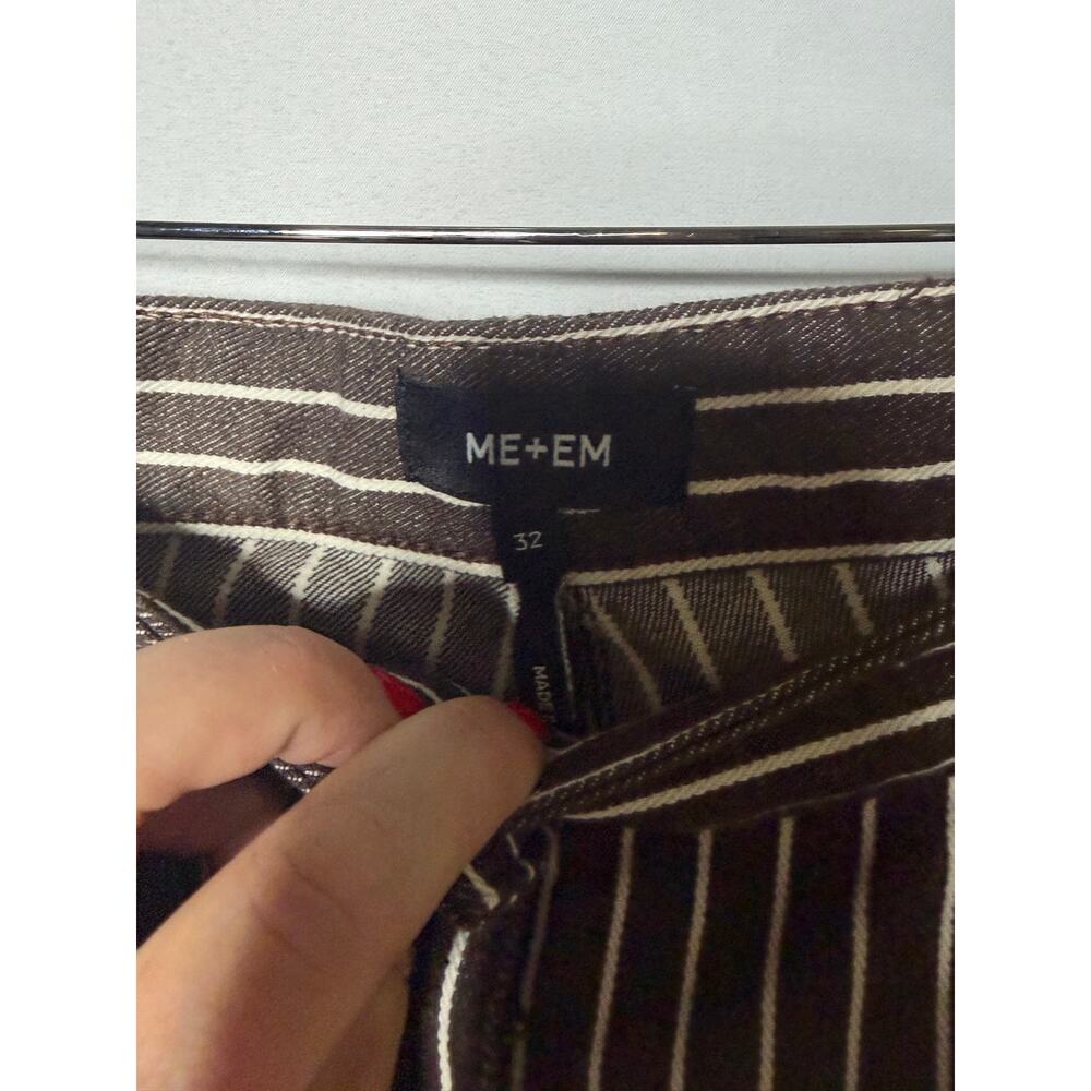 ME+EM Extreme Seam Brown Pinstripe Barrel Leg Jeans - current season! - Picture 3 of 7